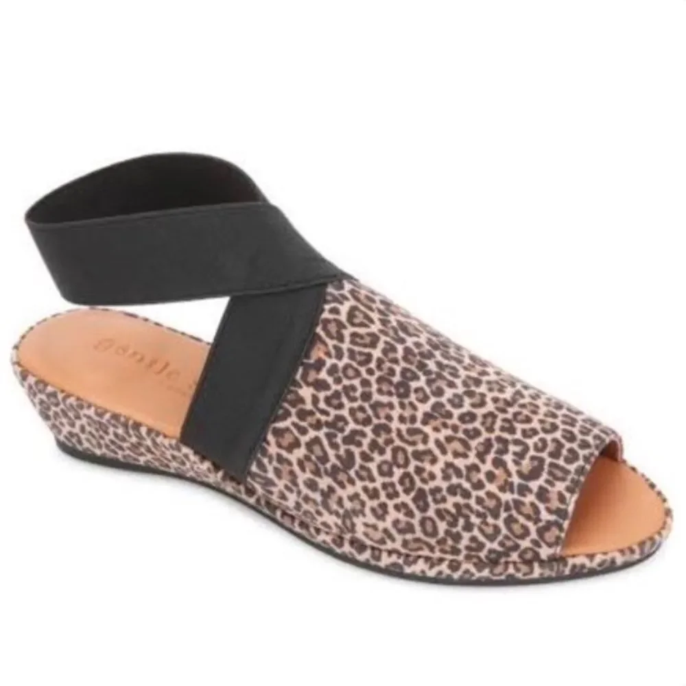 Gentle Souls Kenneth Cole Lily X Leopard Ankle Cross‎ Strap SandalsSz 10